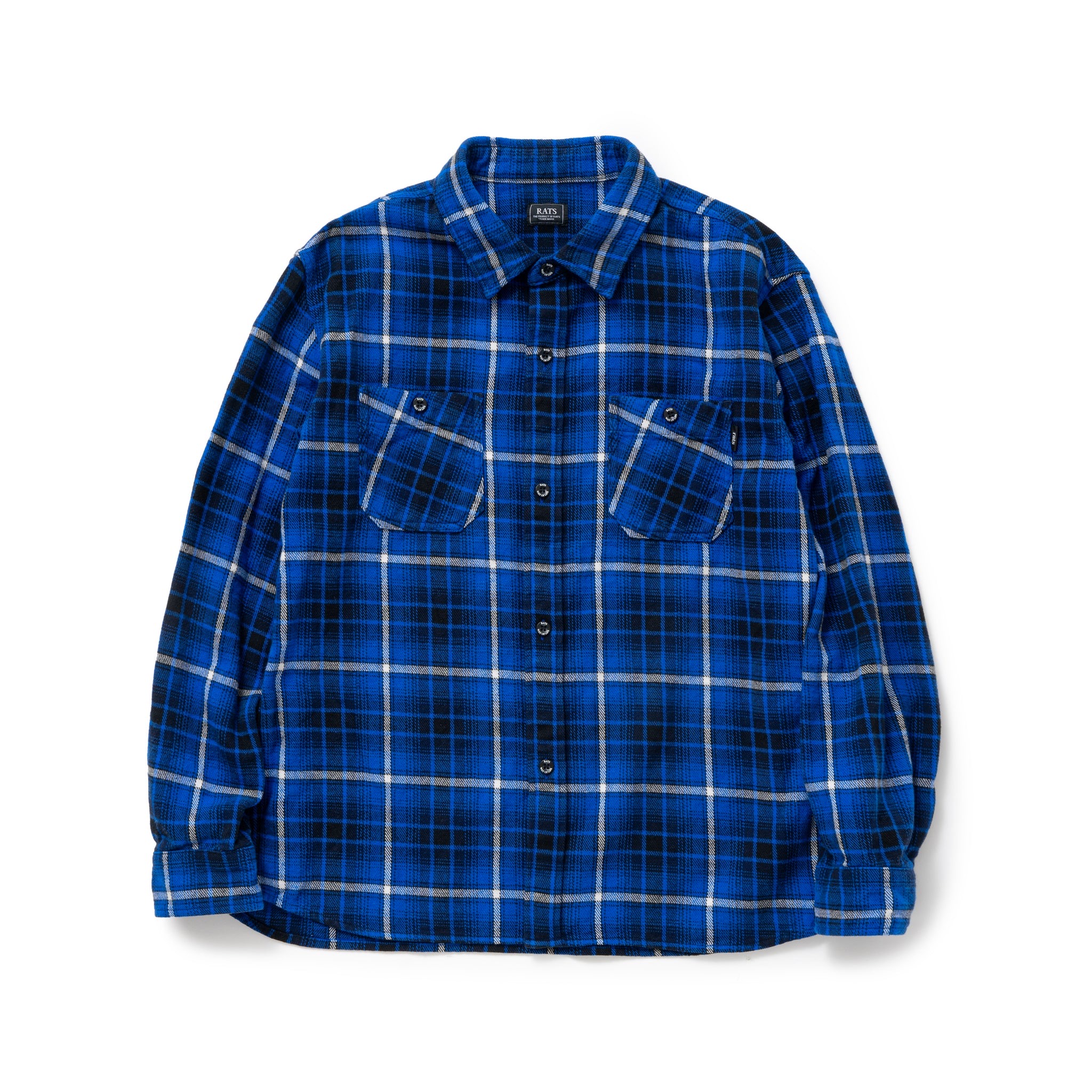 RATS(bc) / COTTON FLANNEL BLUE CHECK SHIRT